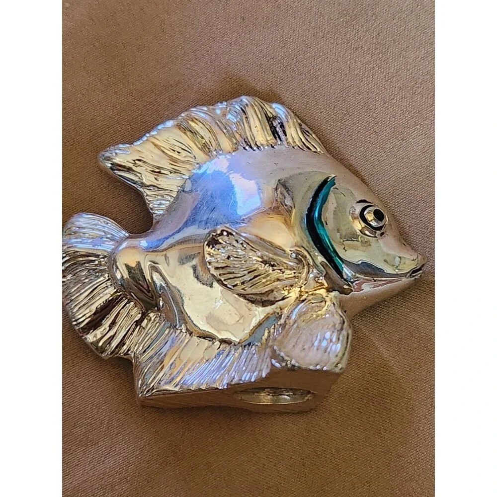 Vintage Marcello Giorgio Italy Signed Silver Laminated Tropical Fish Figurine